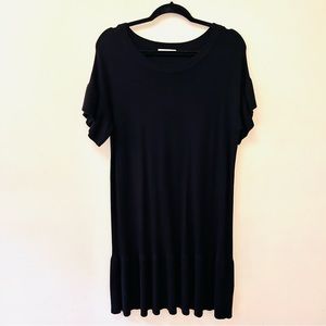 All:Row black peplum bottom short sleeve sweater dress size large DM1028